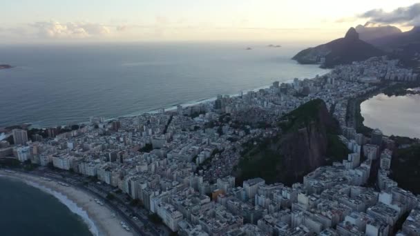 Panoramisch Uitzicht Vanuit Lucht Rio Janeiro Brazilië Internationaal Reismonument Vakantiebestemming — Stockvideo