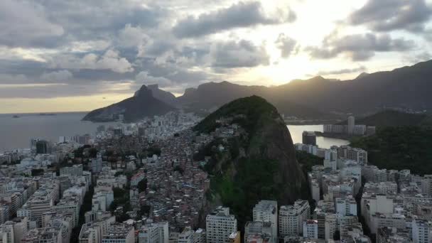 Воздушный Пейзаж Рио Жанейро Бразилия Тропические Пляжные Пейзажи Открытка Прибрежного — стоковое видео