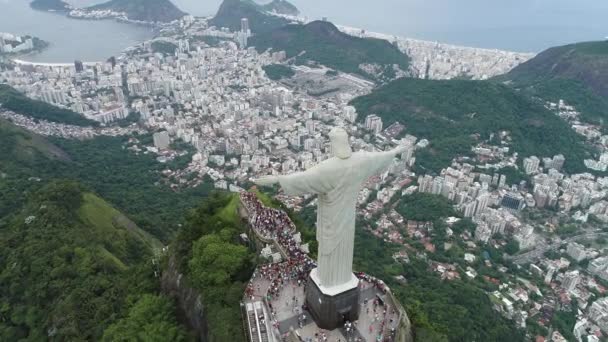 Panoramiczny Widok Lotu Ptaka Rio Janeiro Brazylia Międzynarodowy Punkt Orientacyjny — Wideo stockowe