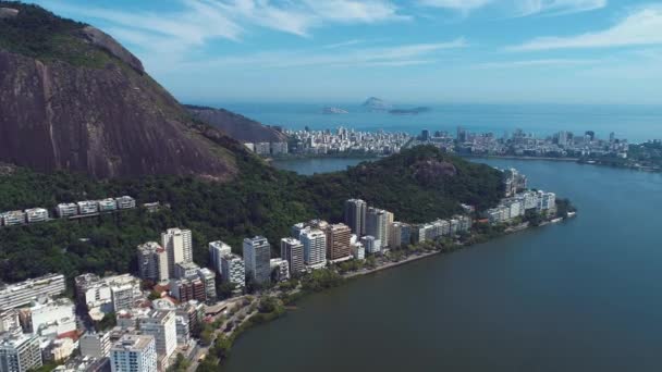 Vista Aérea Panorámica Río Janeiro Brasil Monumento Internacional Viajes Destino — Vídeos de Stock
