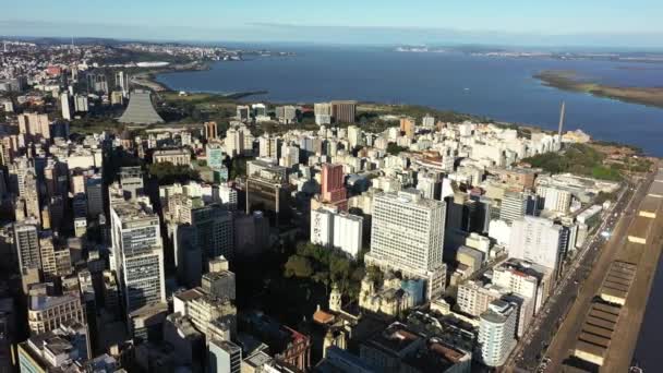 阿雷格里港巴西 巴西城市天际线地标 巴西南部里奥格兰德州阿雷格里港市中心的建筑物 — 图库视频影像