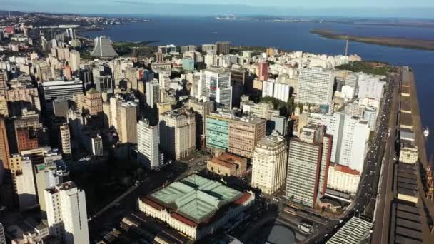 Centro Porto Alegre Brasil Rio Grande Sul Cityscape Turismo Marco — Vídeo de Stock