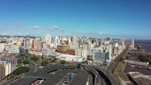 Porto Alegre Brazil Brazilian City Skyline Landmark Buildings Downtown City — Stockvideo