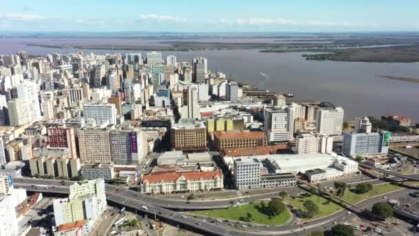 Centro Porto Alegre Brasil Rio Grande Sul Paisaje Urbano Turismo — Vídeo de stock
