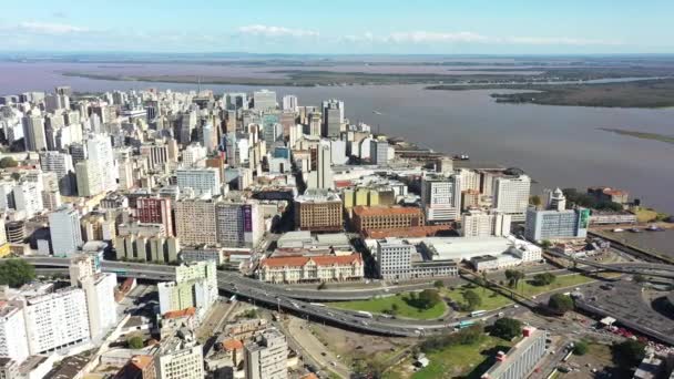 Porto Alegre Brazil Brazilian City Skyline Landmark Buildings Downtown City — 图库视频影像