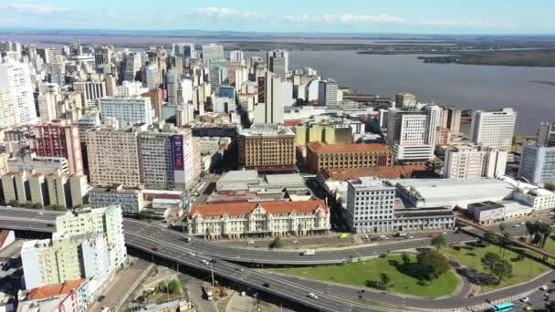 Downtown Porto Alegre Brazil Rio Grande Sul State Cityscape Tourism — Stock Video