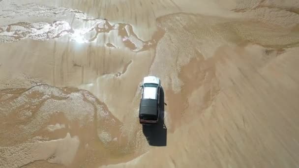 Panoramic Landscape Lencois Maranhesn Brazil Scenic Sand Dunes Turquoise Rainwater — Stock Video