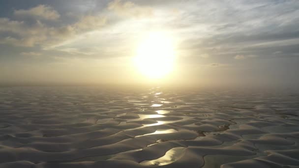 Panoramic Apus Soare Peisaj Din Lencois Maranhesn Brazilia Dune Nisip — Videoclip de stoc