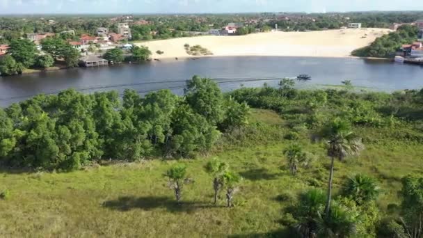 Letecký Pohled Brazilská Památková Jezera Dešťové Vody Písečné Duny Lencois — Stock video