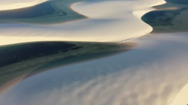 Paisaje Panorámico Atardecer Lencois Maranhjalá Brasil Escénicas Dunas Arena Lagos — Vídeos de Stock