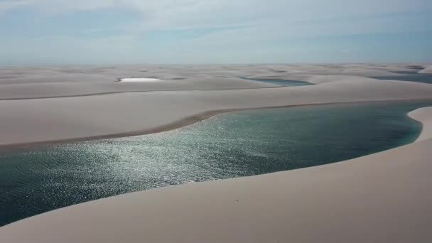 Sand Dunes Mountains Rain Water Lagoons Northeast Brazilian Paradise World — 图库视频影像