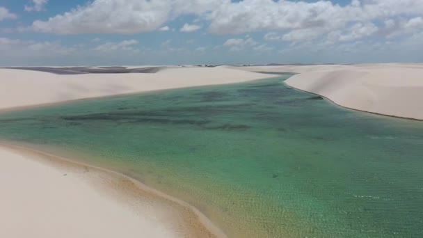 Sand Dunes Mountains Rain Water Lagoons Northeast Brazilian Paradise World — Stock Video