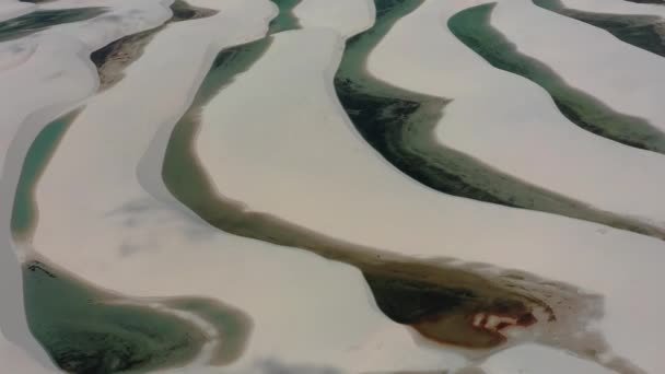 Vue Aérienne Des Lacs Eau Pluie Des Dunes Sable Brésil — Video