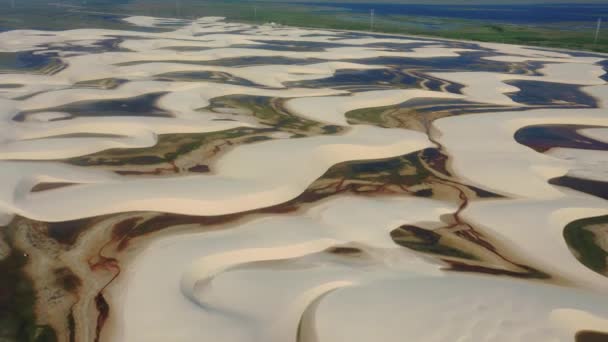 Sand Dunes Mountains Rain Water Lagoons Northeast Brazilian Paradise World — Stockvideo