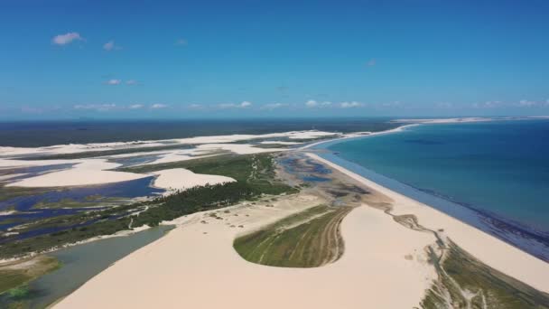 Paisaje Panorámico Jericoacoara Ceara Brasil Escénicas Dunas Arena Lagos Agua — Vídeos de Stock