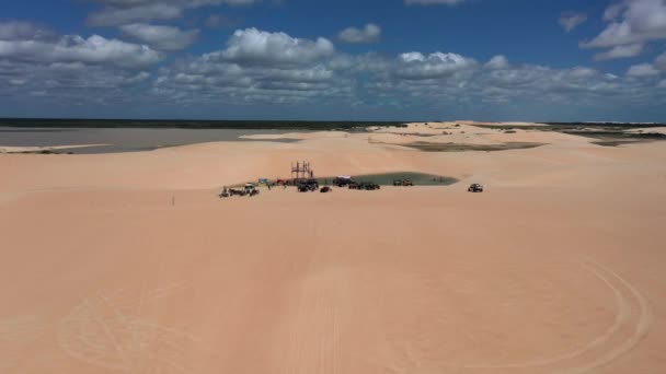 Panoramic Landscape Jericoacoara Ceara Brazil Scenic Sand Dunes Turquoise Rainwater — 图库视频影像