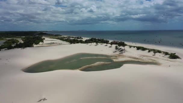 Panoramic Landscape Jericoacoara Ceara Brazil Scenic Sand Dunes Turquoise Rainwater — Stock Video