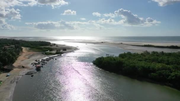 Jericoacoara Ceara Brazylia Piaszczyste Wydmy Laguny Deszczowe Północno Wschodnim Brazylijskim — Wideo stockowe