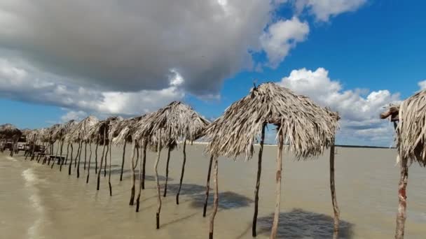 Вид Воздуха Бразильские Озёра Песчаные Дюны Jericoacoara Ceara Международные Направления — стоковое видео