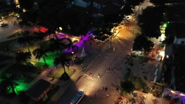 Night Aerial View Brazilian Landmark Historic Center Rainwater Lakes Sand — Stock Video