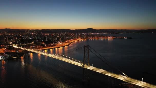 Paisagem Cityscape Noturna Ilha Florianópolis Estado Santa Catarina Brasil Ilha — Vídeo de Stock