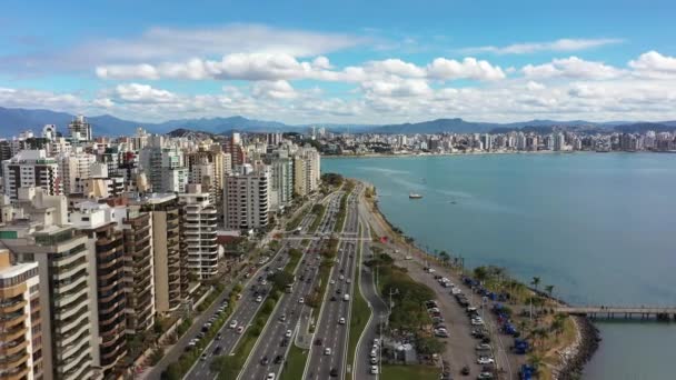 Cityscape Downtown Florianopolis State Santa Catarina Brazil Tropical Island International — 图库视频影像