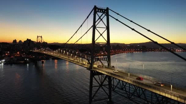 Nachtbild Der Innenstadt Von Florianopolis Bundesstaat Santa Catarina Brasilien Tropische — Stockvideo