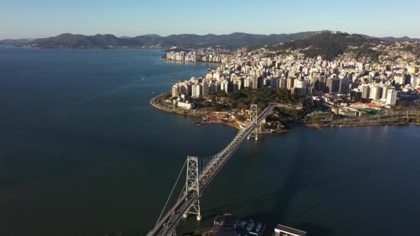 Krajobraz Miasta Centrum Florianopolis Stanie Santa Catarina Brazylia Tropikalna Wyspa — Wideo stockowe