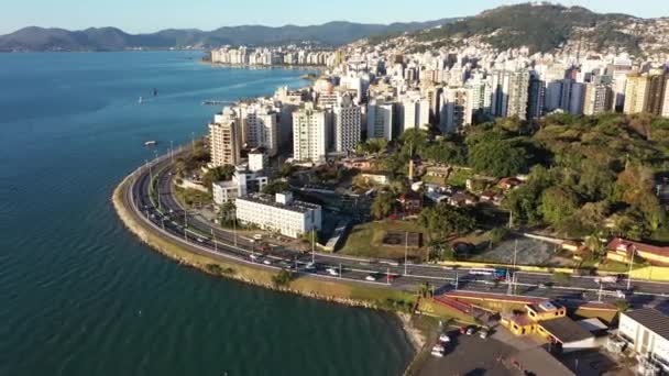 Tropische Strandlandschaft Der Insel Florianopolis Bundesstaat Santa Catarina Brasilien Tropische — Stockvideo