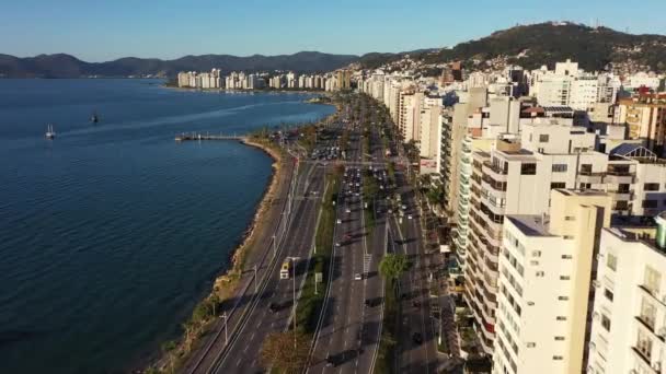 Stadtbild Der Innenstadt Von Florianopolis Bundesstaat Santa Catarina Brasilien Tropische — Stockvideo