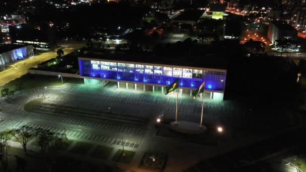 Nocny Widok Lotu Ptaka Centrum Curitiba Brazylia Południowy Region Kraju — Wideo stockowe