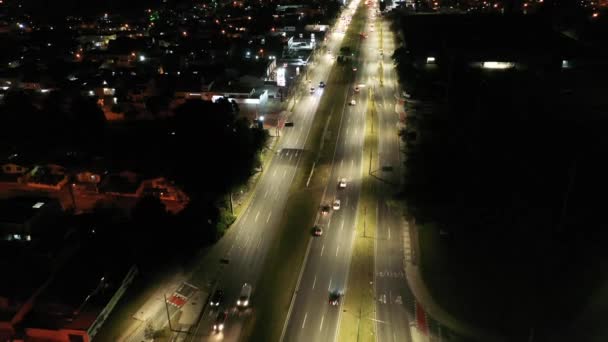 Curitiba Brezilya Şehir Merkezinin Gece Panorama Hava Görüntüsü Ülkenin Güney — Stok video