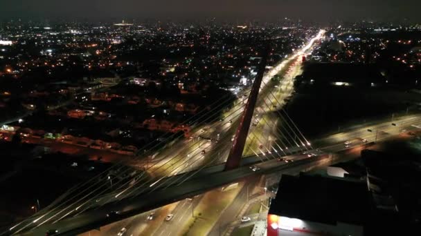 Avond Panorama Vanuit Lucht Uitzicht Het Centrum Van Curitiba Brazilië — Stockvideo