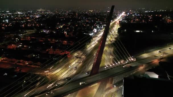 Vista Aérea Panorámica Nocturna Del Centro Curitiba Brasil Región Sur — Vídeo de stock