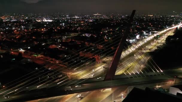 Vista Aérea Panorámica Nocturna Del Centro Curitiba Brasil Región Sur — Vídeo de stock