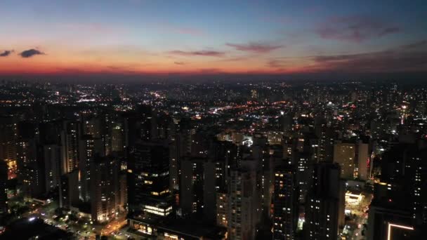 Panorama Noturno Vista Aérea Centro Curitiba Brasil Região Sul País — Vídeo de Stock