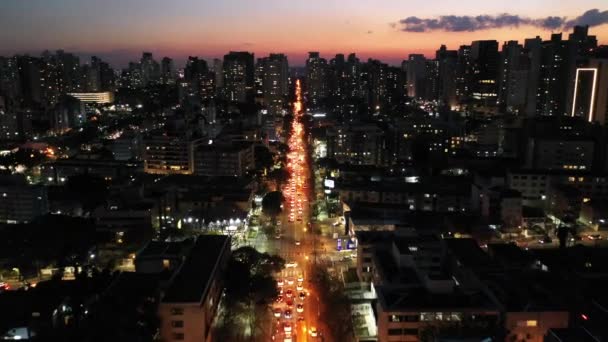 Night Panorama Aerial View Downtown Curitiba Brazil South Region Country — Stock Video