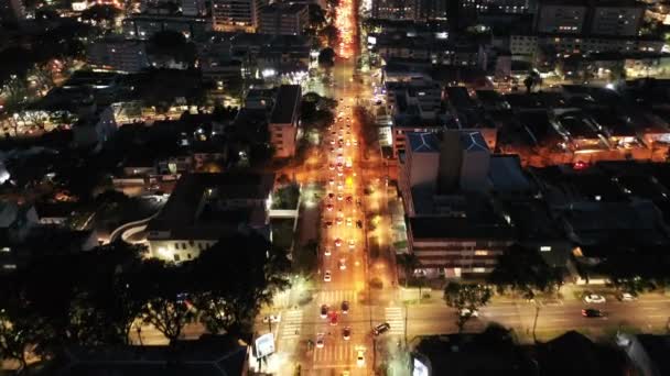 Night Panorama Aerial View Downtown Curitiba Brazil South Region Country — 图库视频影像