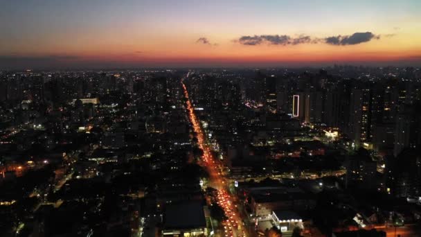 Panorama Notturno Vista Aerea Del Centro Curitiba Brasile Regione Meridionale — Video Stock