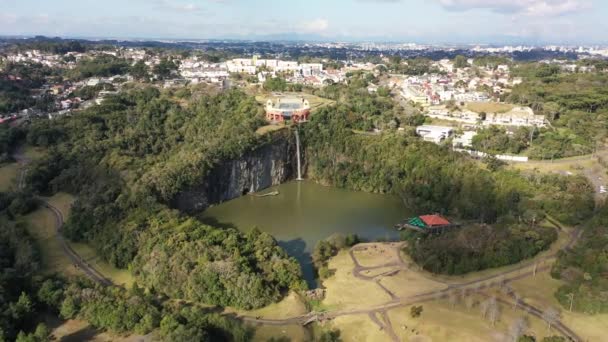 Luftbild Von Curitiba Brasilien Freizeitpark Der Innenstadt Der Hauptstadt Des — Stockvideo
