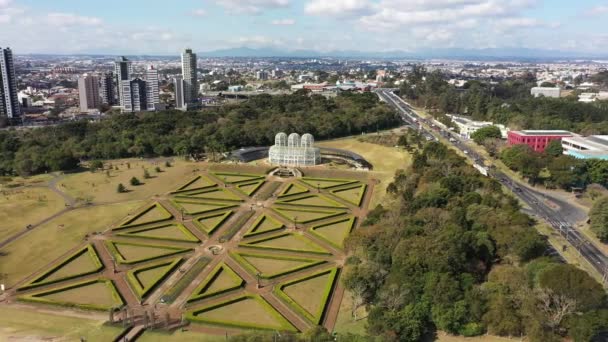 Aerial Landscape Curitiba Brazil Leisure Park Downtown Capital City Brazilian — 图库视频影像