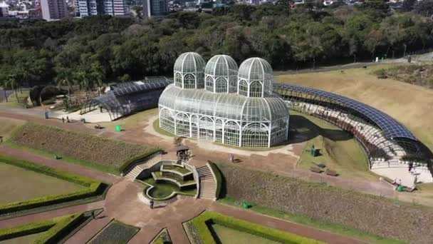 Curitibaブラジルの空中風景 ブラジルのパラナ州の首都のダウンタウンにレジャーパーク 目的地 — ストック動画