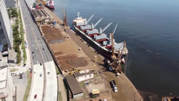 Vue Aérienne Navire Marchandises Port Navire Porte Conteneurs Rio Janeiro — Video