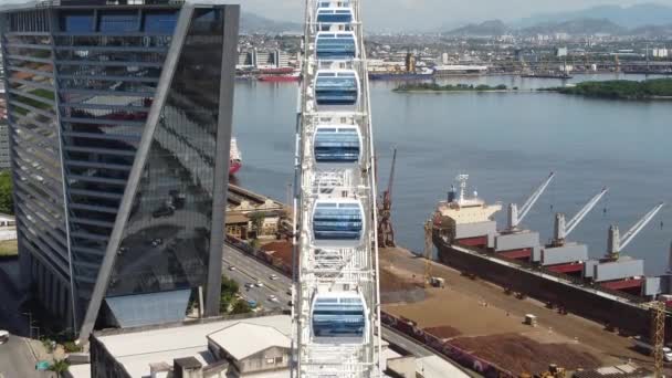 Vue Aérienne Navire Fret Port Navire Porte Conteneurs Rio Janeiro — Video
