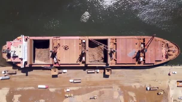 Légi Felvétel Teherhajóról Kikötőben Konténerhajó Rio Janeiro Brazília Teherhajó Tengeri — Stock videók