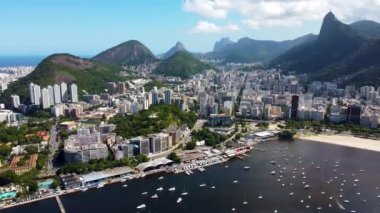 Rio de Janeiro Brezilya 'nın panoramik hava manzarası. Uluslararası seyahat simgesi. Tatil yeri
