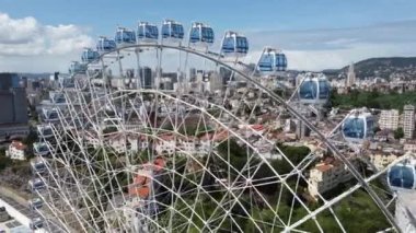 Rio de Janeiro Brezilya 'nın havadan manzarası. Tropik plaj manzarası. Sahil şehrinin kartpostalı. Seyahat yerleri.