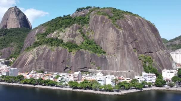 Paesaggio Aereo Rio Janeiro Brasile Paesaggio Tropicale Sulla Spiaggia Postalcard — Video Stock