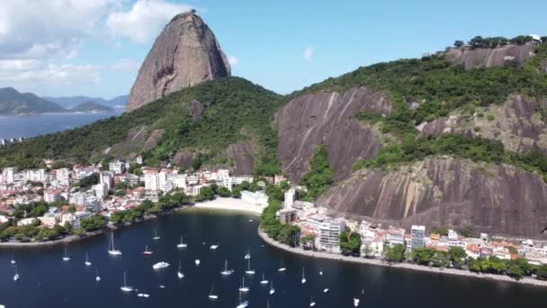 Vista Aérea Panorámica Río Janeiro Brasil Monumento Internacional Viajes Destino — Vídeo de stock