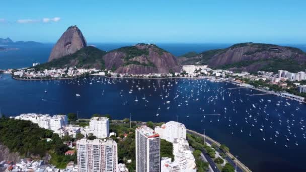 Vista Aérea Panorâmica Rio Janeiro Brasil Marco Internacional Viagens Destino — Vídeo de Stock